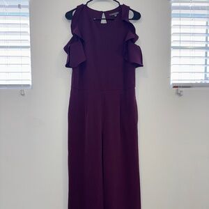 Flutter Sleeve Keyhole Neck Wide Leg Jumpsuit